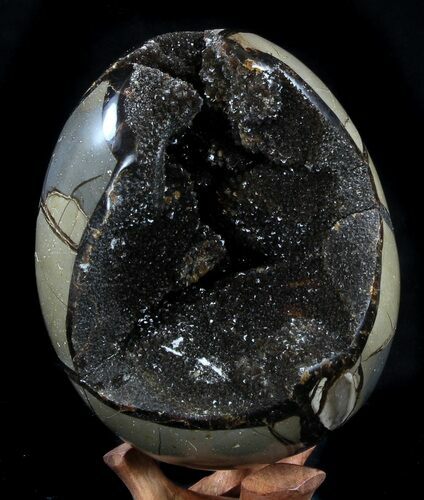 Septarian Dragon Egg Geode - Crystal Filled #37451